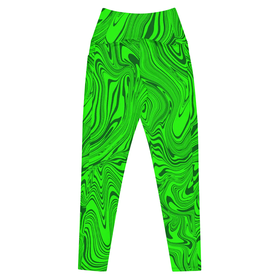 Leggings with Pockets - Abstract Green Swirls product image (7)