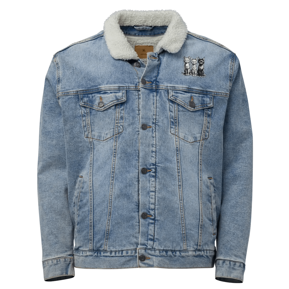 Whiskered Trio Embroidered Unisex Denim Jacket product image (1)