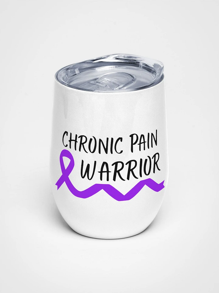 Chronic Pain Warrior Bottom Ribbon stainless steel Wine Tumbler (12oz) product image (1)