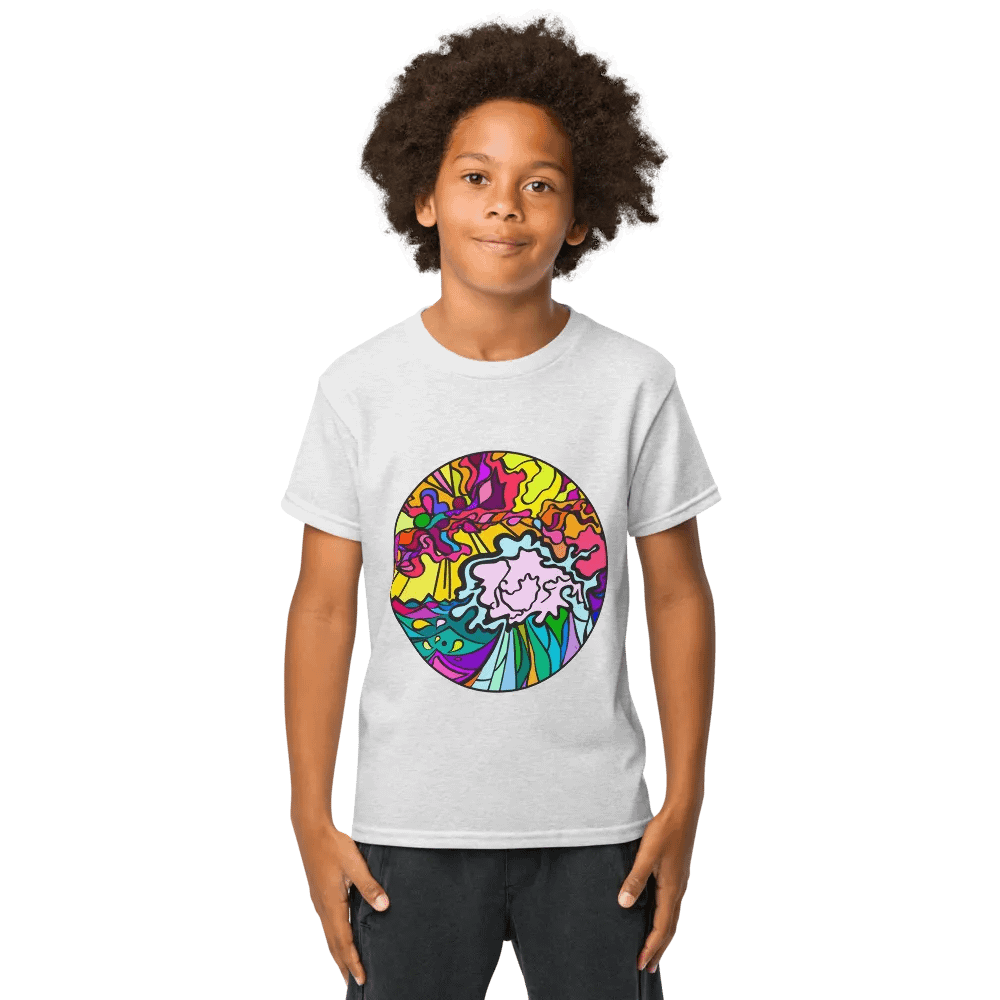 Psychedelic Floral Youth Sports Tee - Wave at Sunset product image (9)