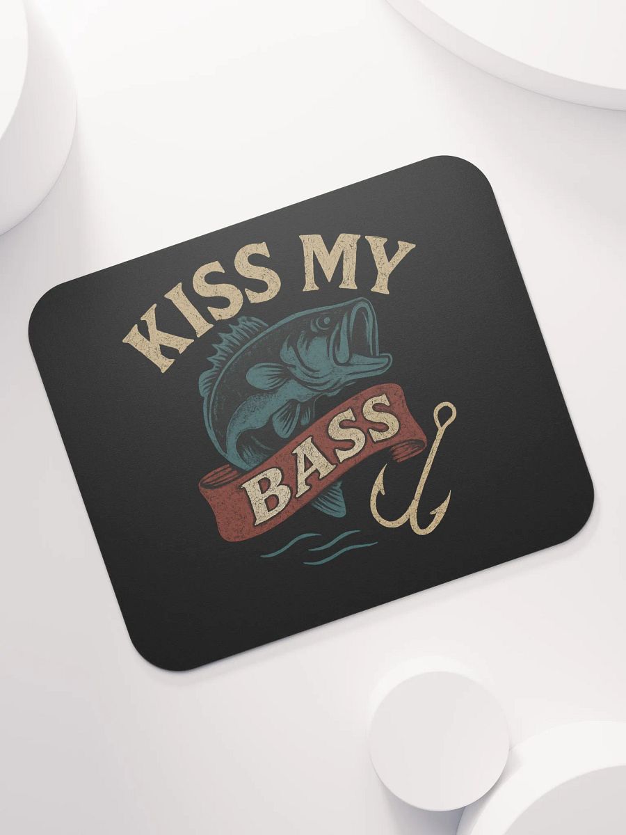 Kiss My Bass Mouse Pad – Vintage Fishing Humor Desk Decor product image (7)