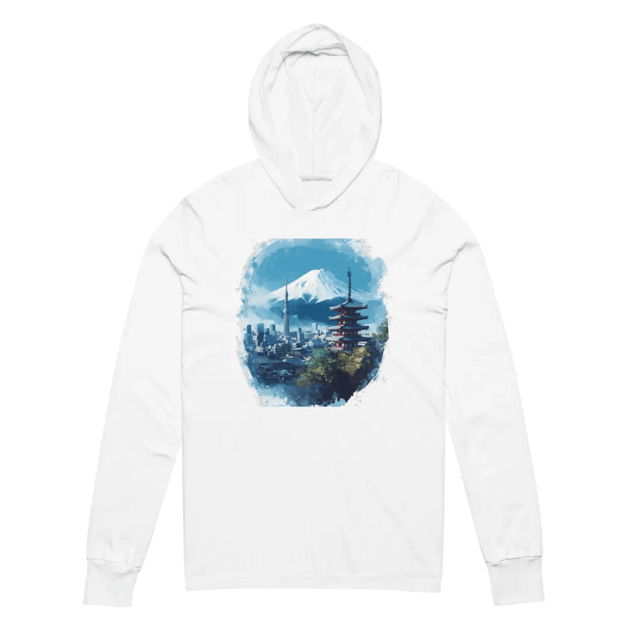 Tokyo Skyline Hooded Tee – Mount Fuji & City Vibes product image (7)