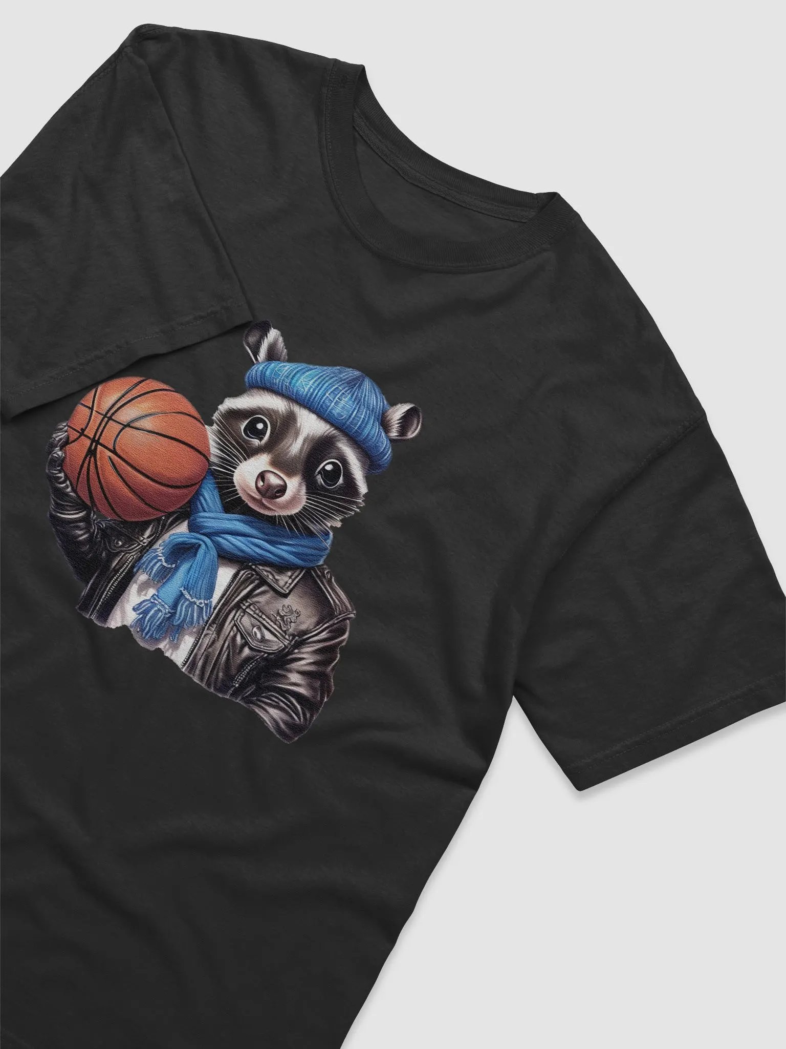 skunk wearing a leather jacket and a hat holding a basketball product image (3)