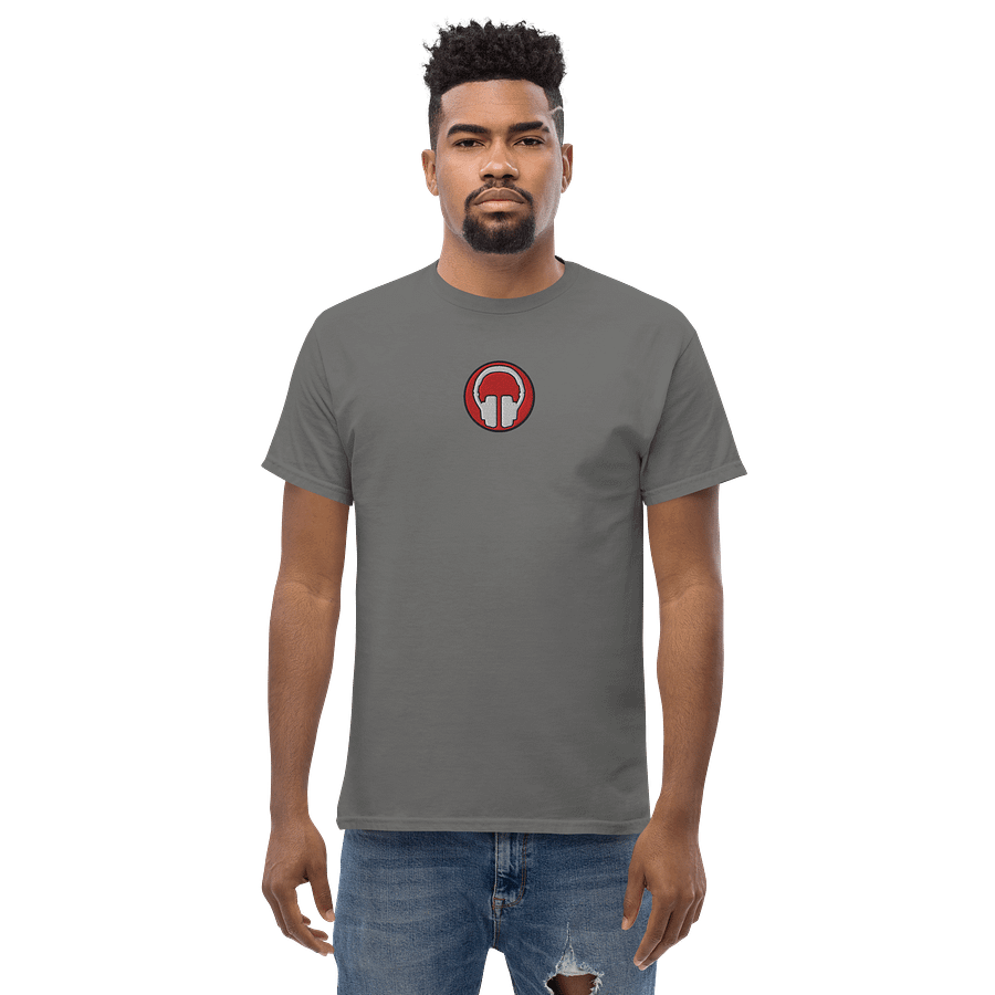Front & Centre Headphones Embroidered Print Gildan Heavyweight T-Shirt product image (44)