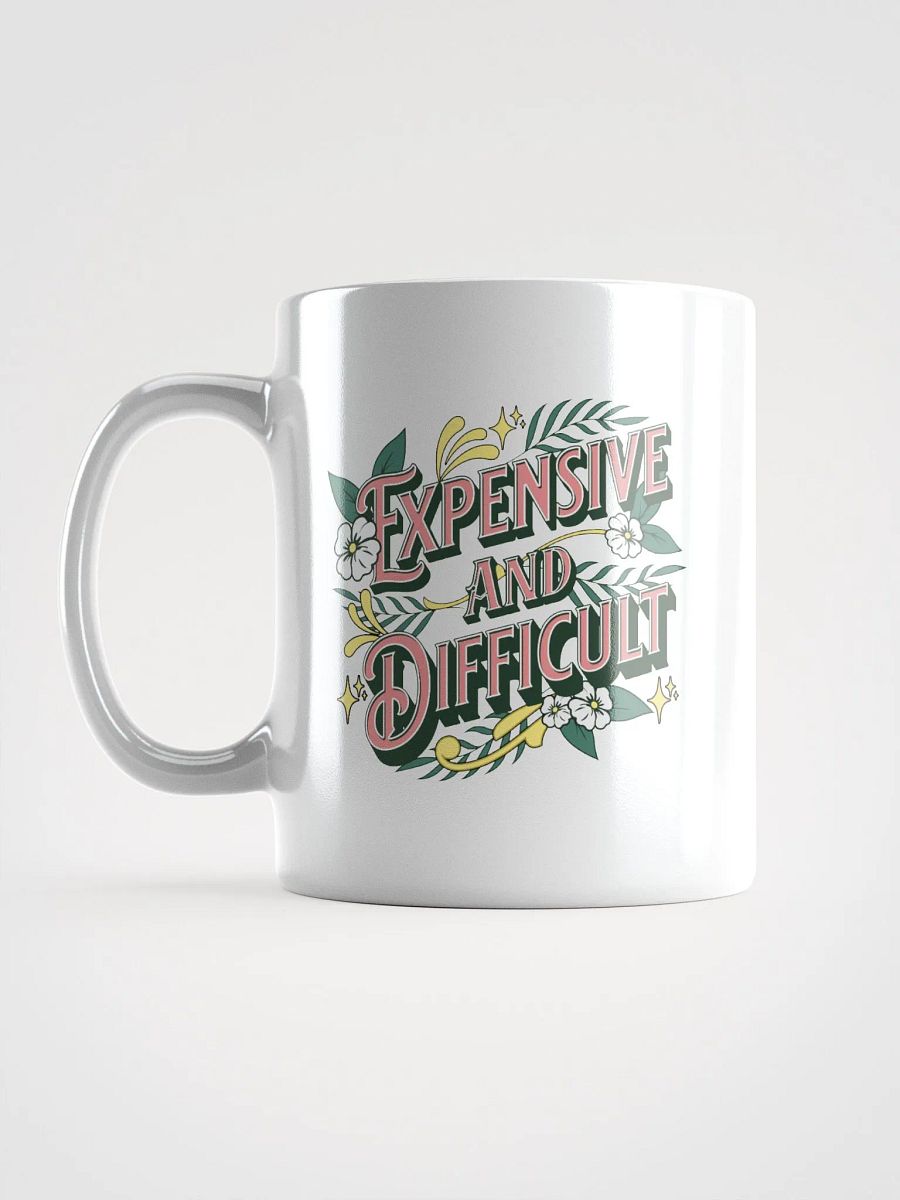 Expensive And Difficult Vintage Floral White Glossy Mug product image (1)