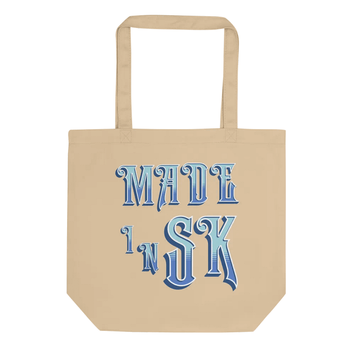 Made In SK Saskatoon Saskatchewan Blue Typography Eco Tote Bag product image (1)