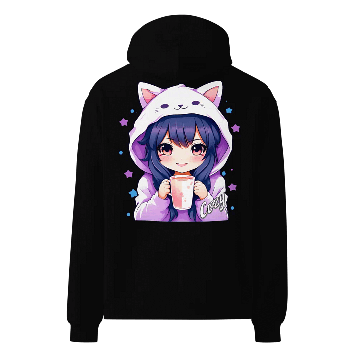Cozy Kawaii Anime Girl - Premium Hoodie - Black - Back Printed Design product image (1)
