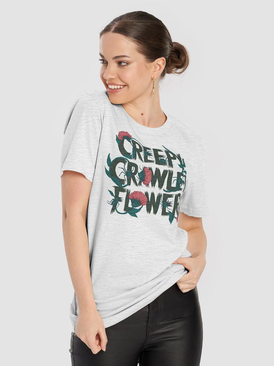 “Creepy Crawler Flowers” tee, Hauntingly beautiful florals, Spooky inspiration, Halloween fashion Eerie twist design, Dark floral shirt, Gothic style apparel, Bloom in darkness, Haunted garden theme product image (8)