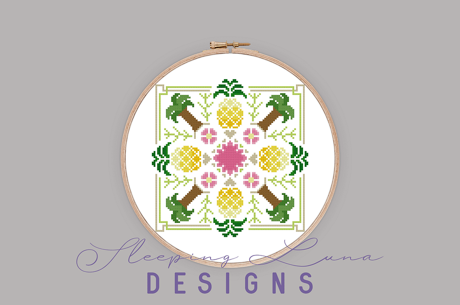 Tropical Pineapples - Digital Cross Stitch Pattern product image (1)
