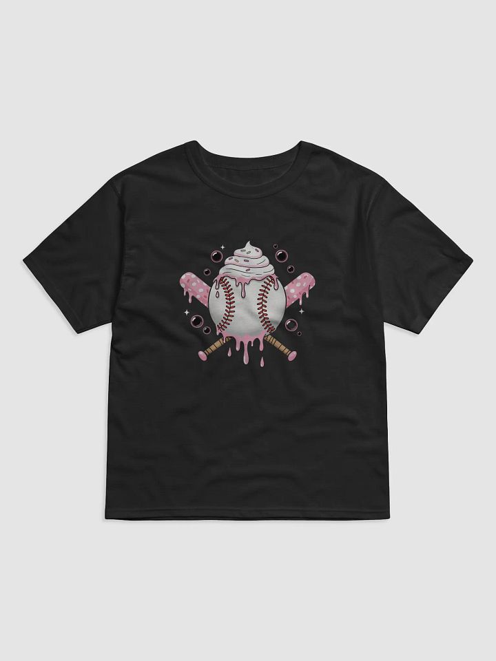 Sweet Softball Vibes T-Shirt – Cute Dripping Ice Cream Baseball & Pink Polka Dot Bats product image (1)