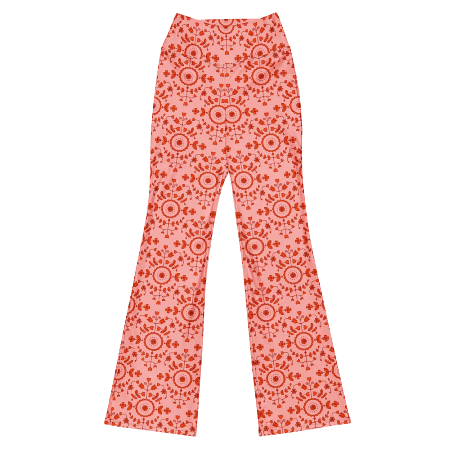 Boho Floral Orange Flare Leggings product image (12)