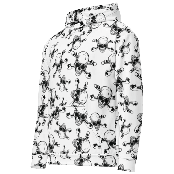 Skull & Bones - White - All-Over Print Recycled Unisex Hoodie product image (1)