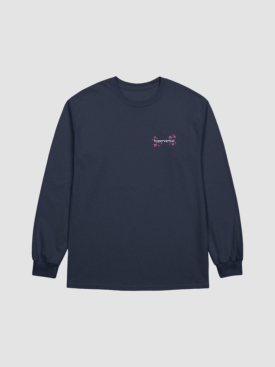 hyperverbal (comic sans with pink stars) printed front and back cotton long-sleeve product image (1)