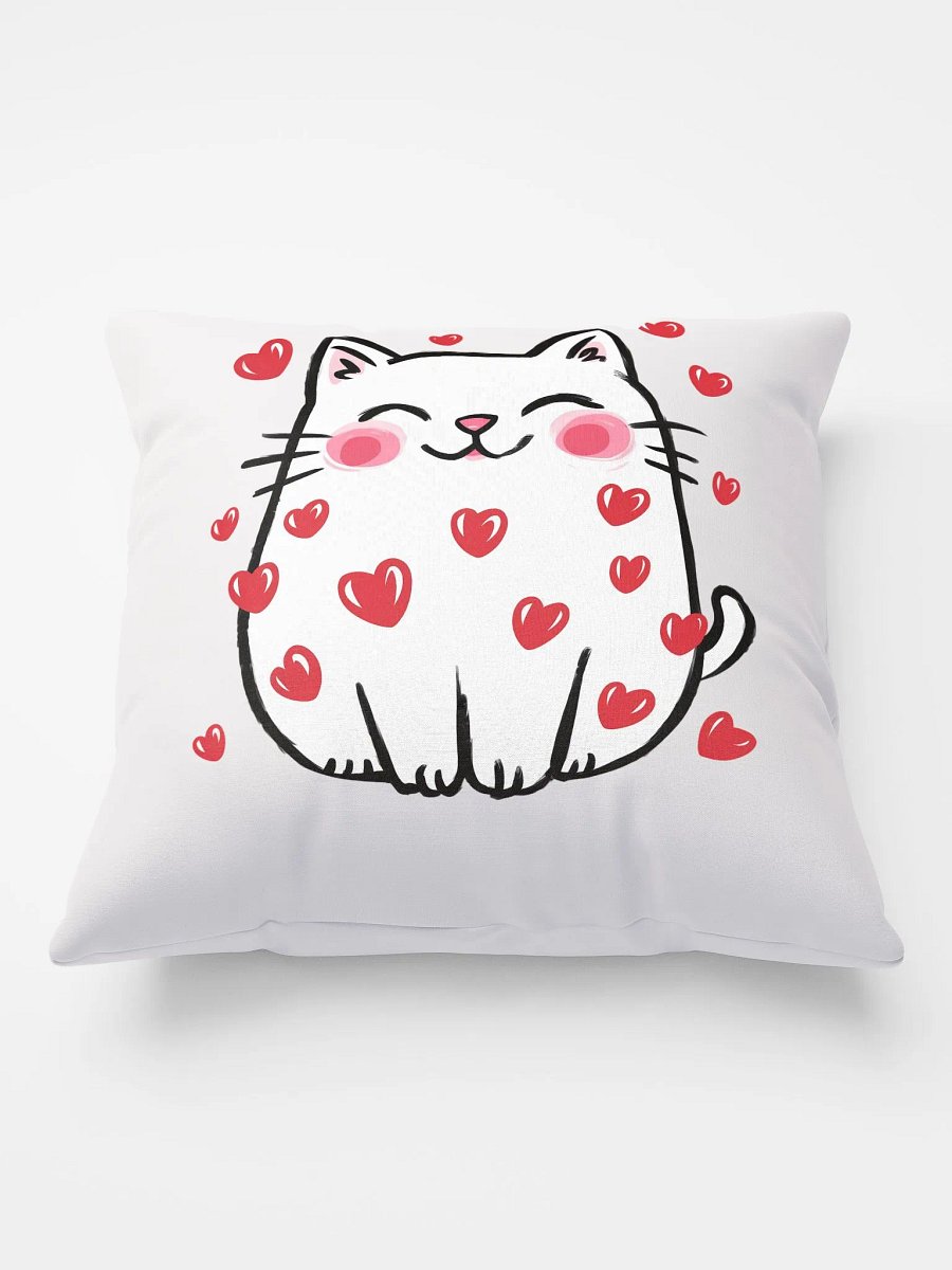 Adorable Cat Surrounded by Hearts Pillow product image (2)