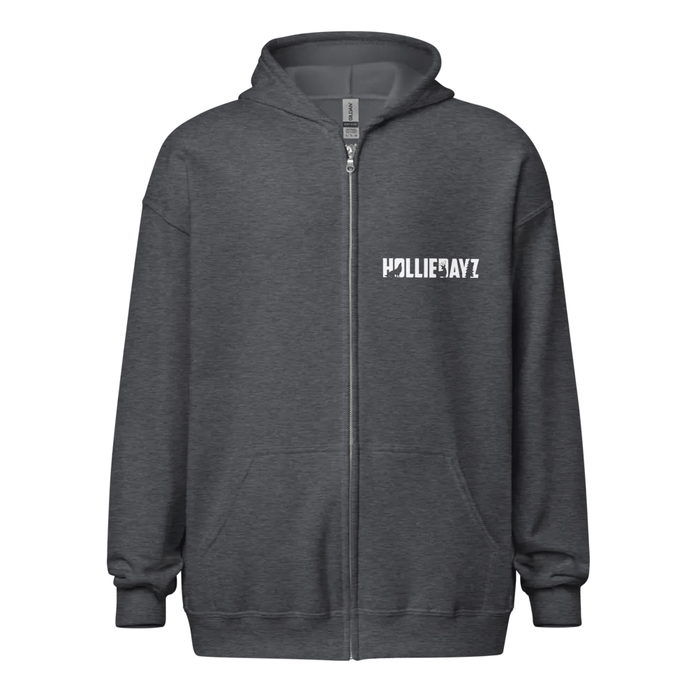 Holliedayz white logo zip up hoodie unisex product image (9)