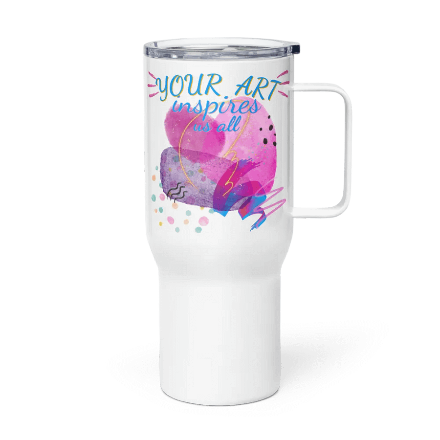 nsulated stainless steal travel mug depicting “your Art inspires us All’. Perfect gift for the Arty person, mom, wife, daughter, friend or colleague who appreciates stylish designs product image (3)