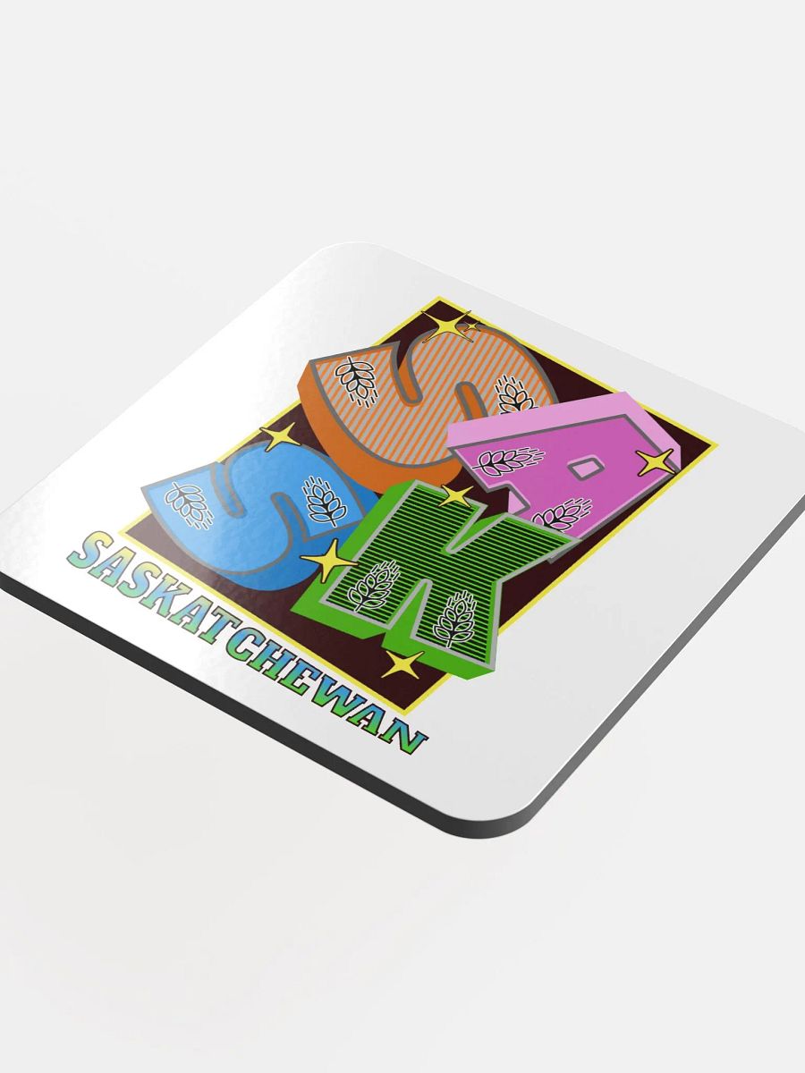 Sask Saskatchewan Block Letter Chic: Glossed Cork Coaster product image (4)