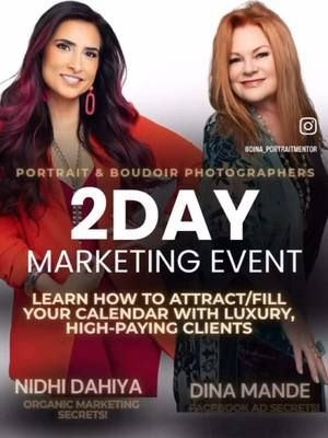 📆 READY TO GET BOOKED SOLID? 🤯 📸 Photographers – this is your moment. If you’re tired of grinding for low-ticket clients and ready to fill your calendar with luxury portrait and boudoir clients who actually value what you do, then ‘Booked Solid’ is your ticket. 🎟️: https://www.dina.live/live This isn’t just another free training. This is the 2-day event that can transform your business into a high-ticket booking machine. Here’s what you’ll learn: 💡 How to attract high-paying clients who don’t flinch at your prices 💡 The exact Facebook ad strategies that fill your calendar on autopilot 💡 Organic marketing hacks that draw in luxury clients without the hustle 💡 How to confidently close high-ticket bookings without the stress Photographers from all over are locking in their spots – don’t miss your chance to join them. 💥 🔗 LOCK IN YOUR SPOT: https://www.dina.live/live #BookedSolid #LuxuryPortraits #BoudoirPhotographers #6FigureBusiness #HighTicketClients #PhotographersUnite