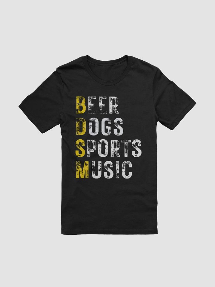 Beer Dogs Sports Music T-Shirt – Funny Gold Shirt Gift for Men and Women product image (1)