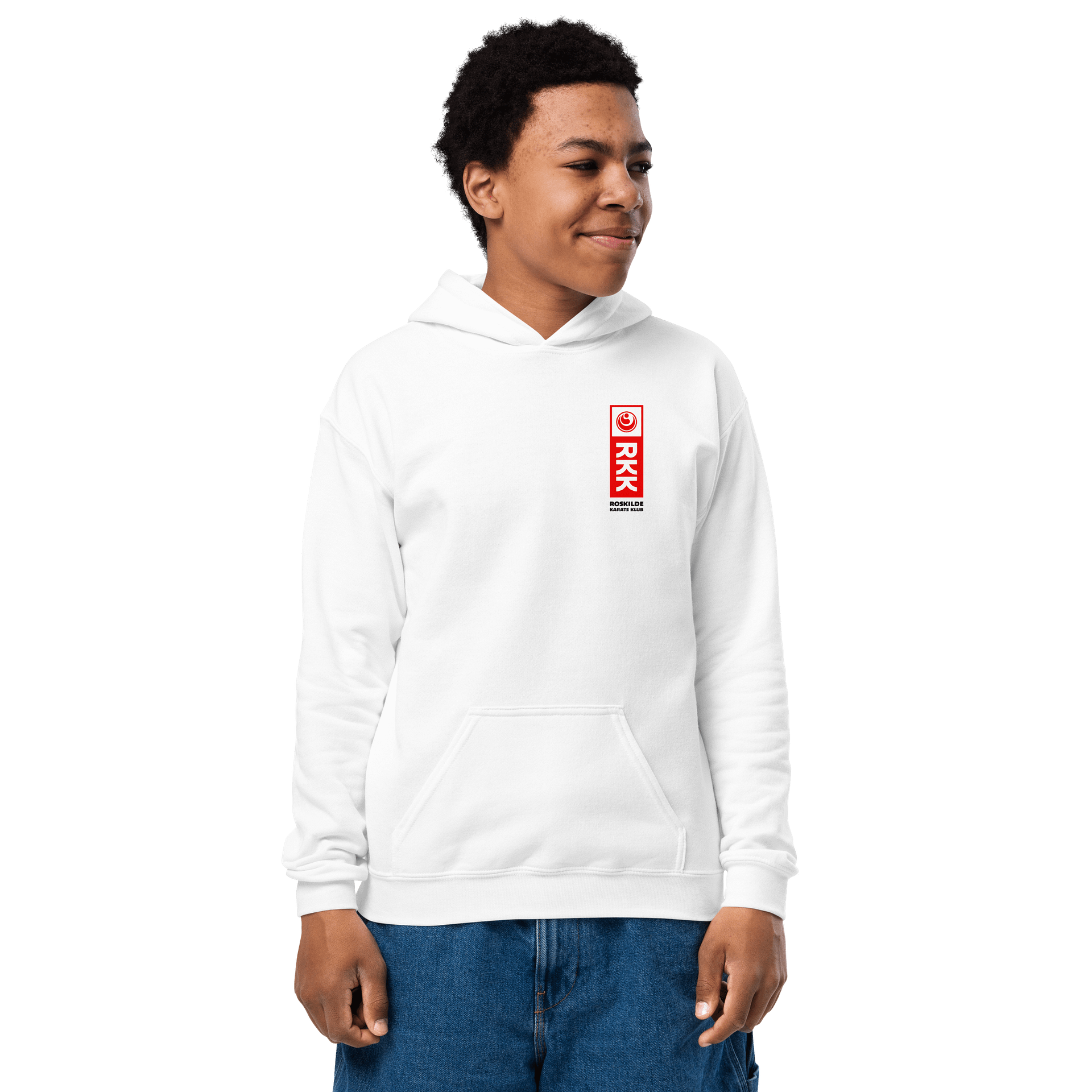 White Youth Heavy Blend Hoodie, Unisex, RKK Logo product image (1)