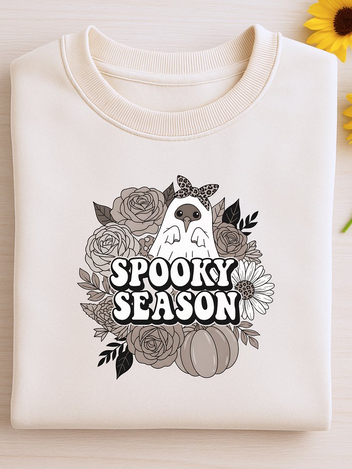 Spooky Season – Ghost Kiwi with Florals (Monochrome) Digital Print product image (1)
