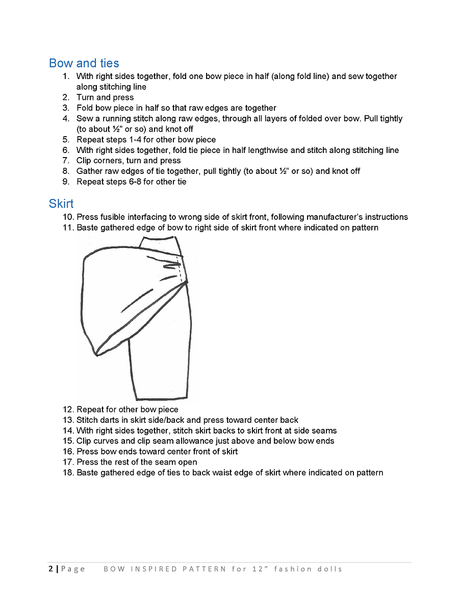 Bow Inspired sewing pattern for 12" fashion dolls product image (3)