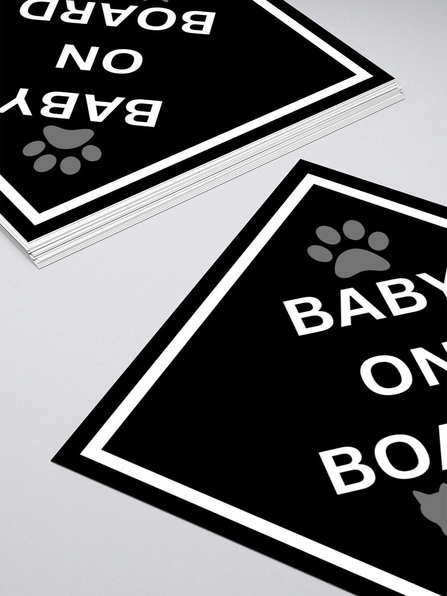 Cat Baby on Board Sticker - Gray on Black product image (2)
