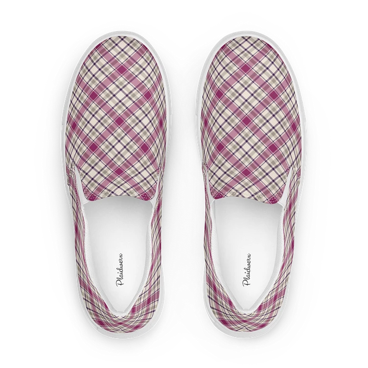 Magenta and Gray Plaid Women's Slip-On Shoes product image (1)