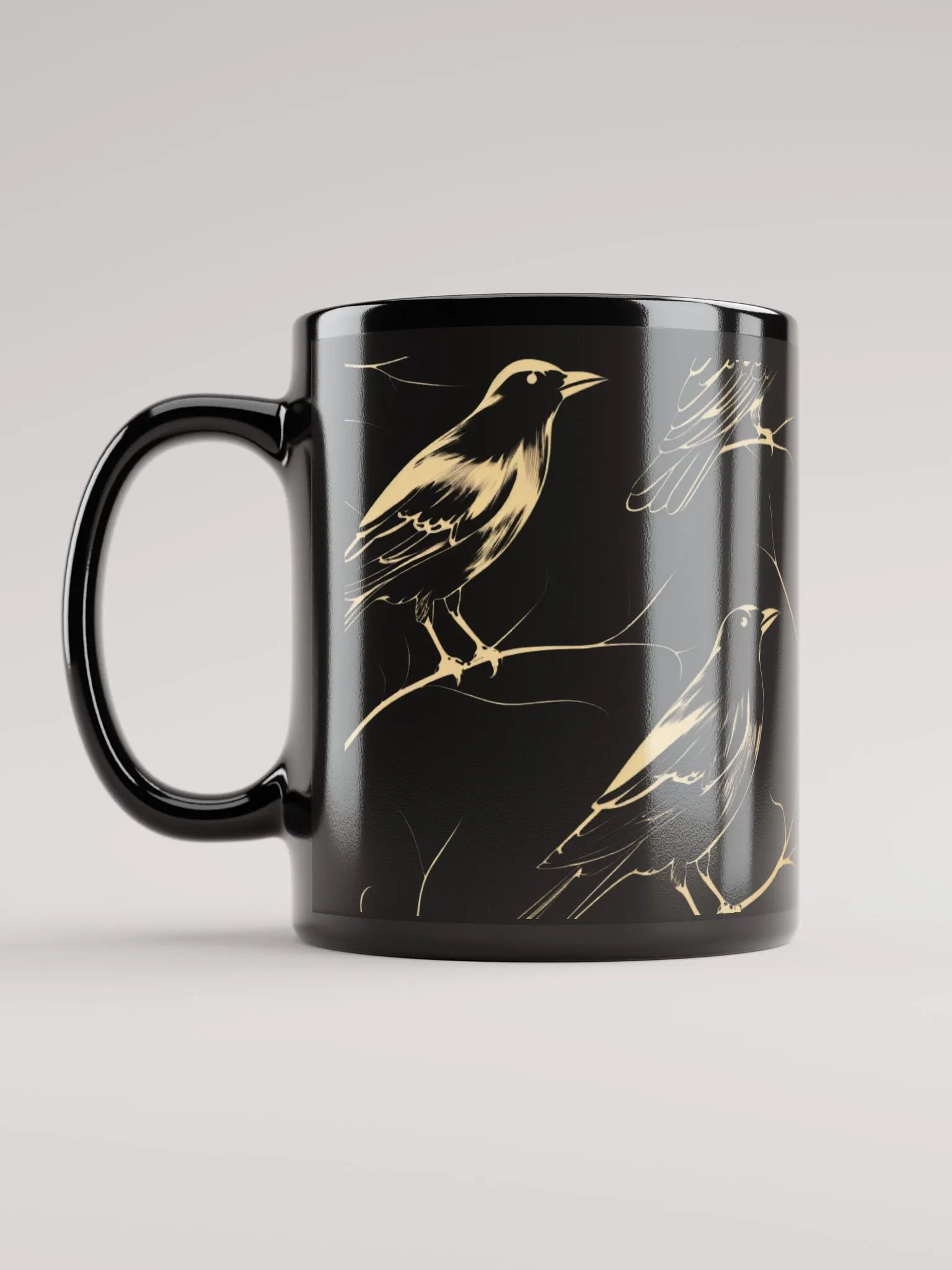 Black Mug with Premium Crow Illustrations product image (6)