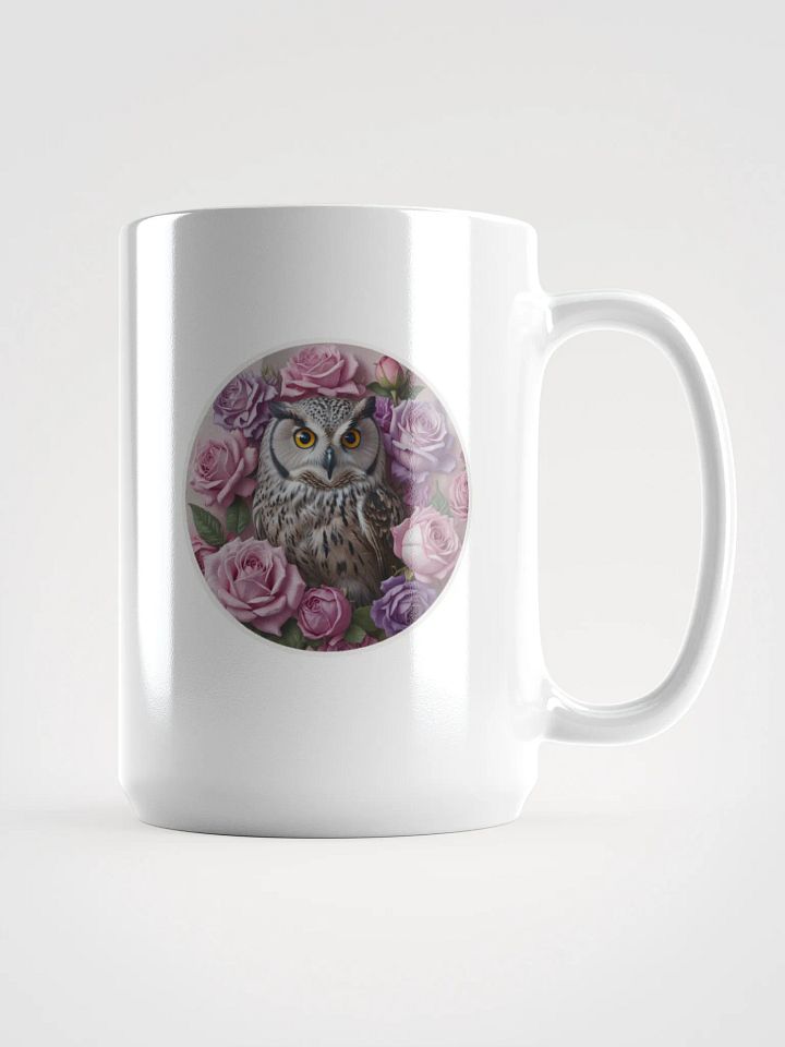 Owl and Roses White Glossy Mug product image (1)