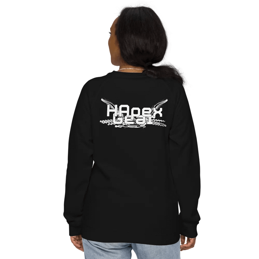 Unisex Organic Raglan Sweatshirt - White HApex Gear Black Logo product image (15)