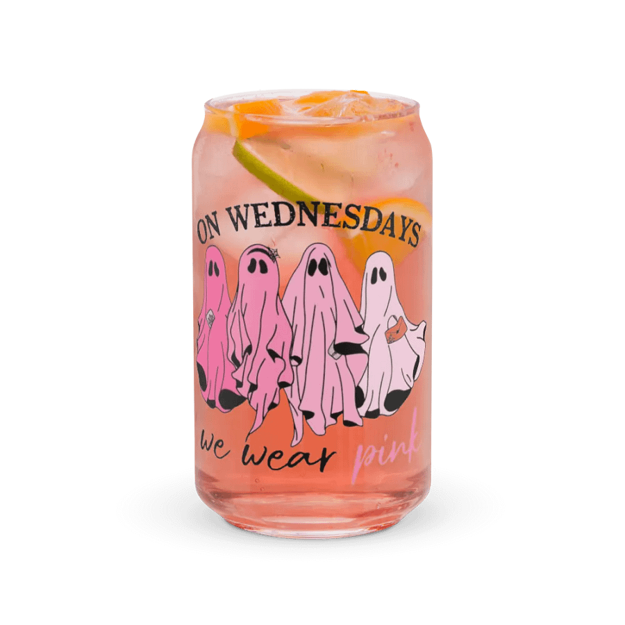 On Wednesdays We Wear Pink Halloween Ghost Glass Cup product image (37)