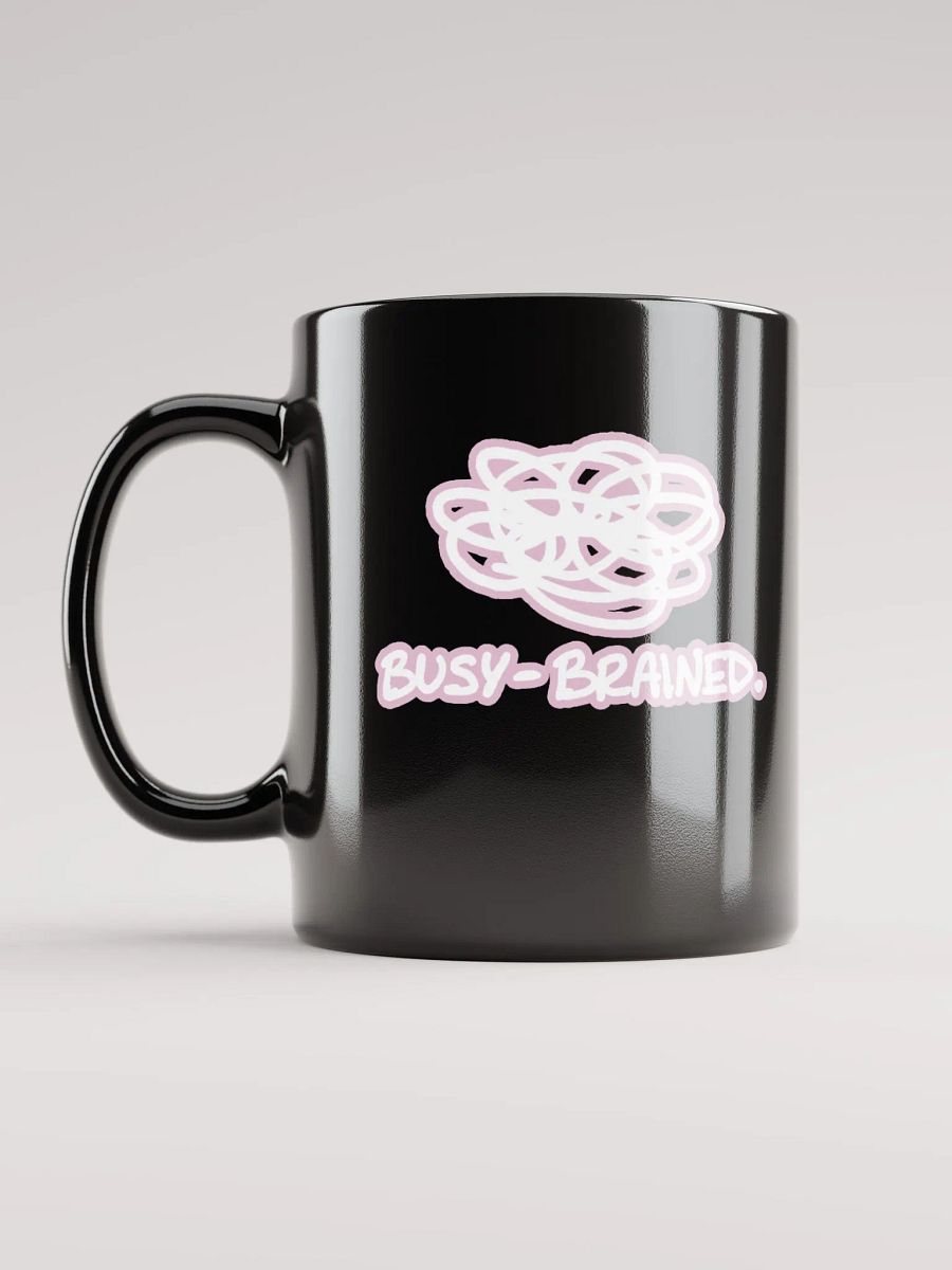 *not* mentally linear (lined design, #E1B9CE) glossy black mug product image (1)