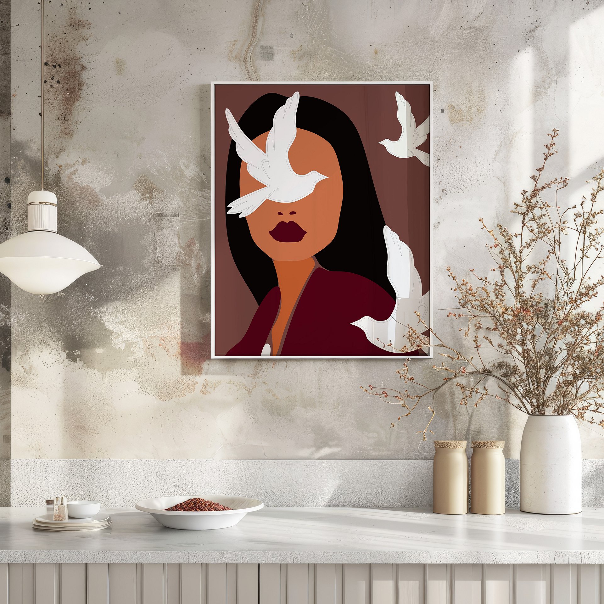 Girl with Birds Bohemian Art Print product image (10)