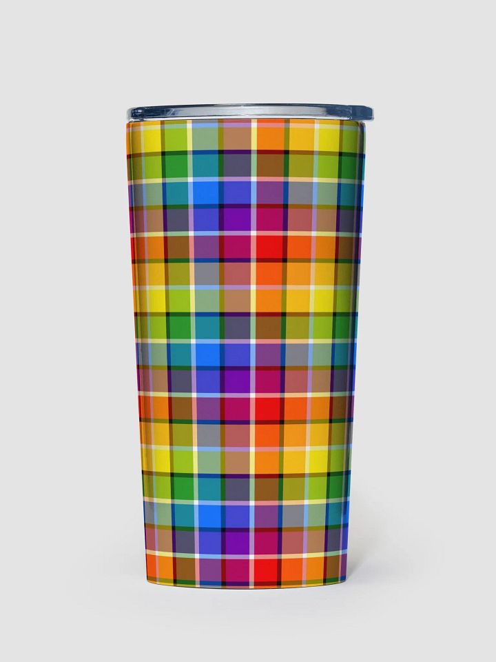 Bright Rainbow Plaid Travel Tumbler product image (2)