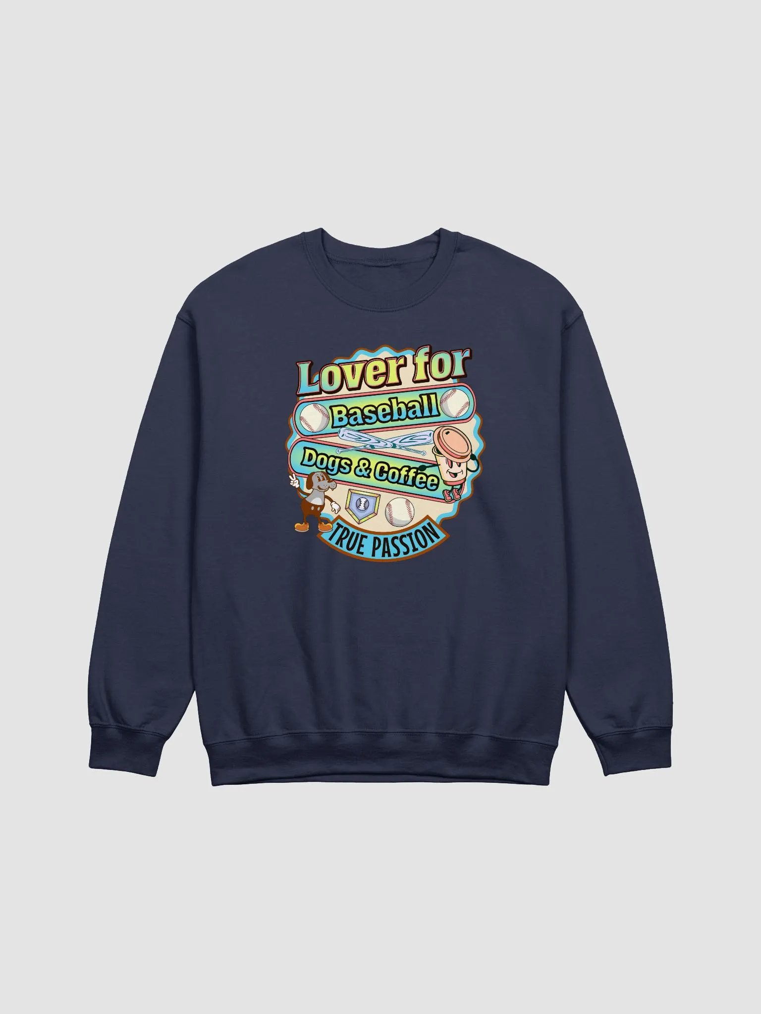 Lover For Baseball Dogs And Coffee Crewneck Sweatshirt product image (13)