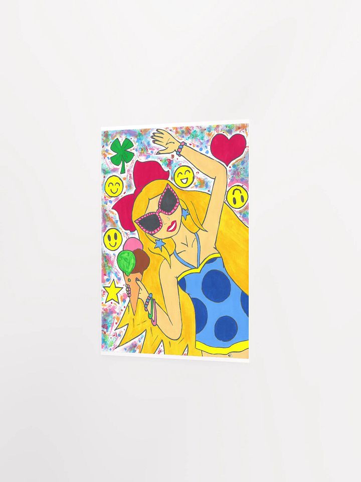 Girl with the ice cream - (art by Dina R.) - tempera painting picture - Enhanced Matte Paper Poster (in) product image (2)