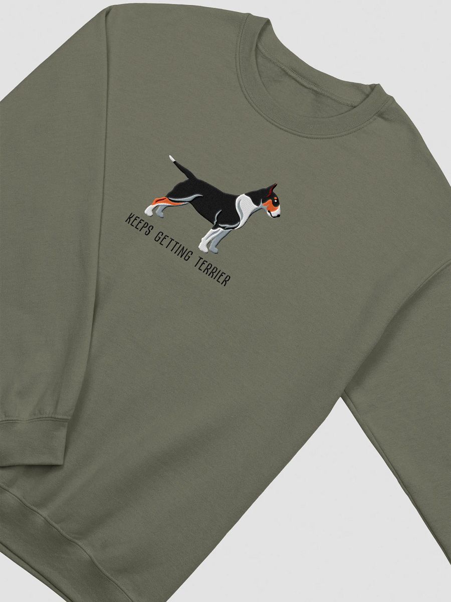 Keeps Getting Terrier Sweatshirt (Embroidered) of an English Bull Terrier(Tricolor) product image (9)