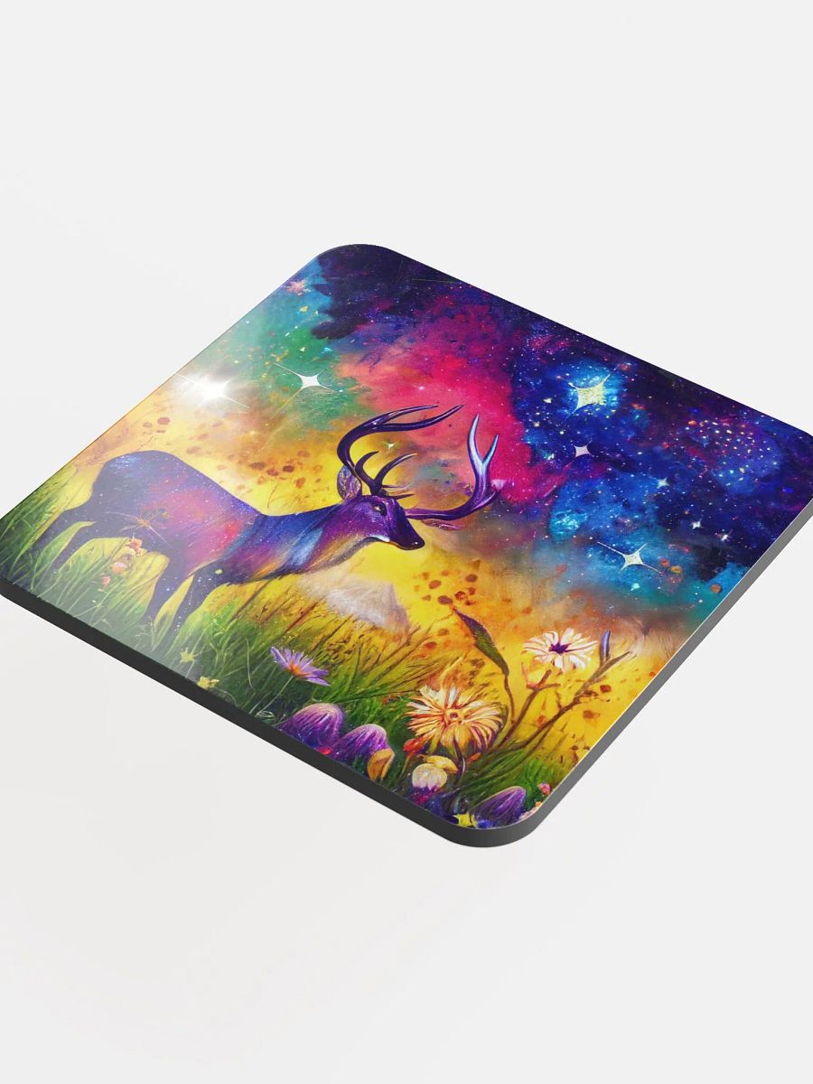 Cosmic Deer Glossed Cork Coaster product image (4)