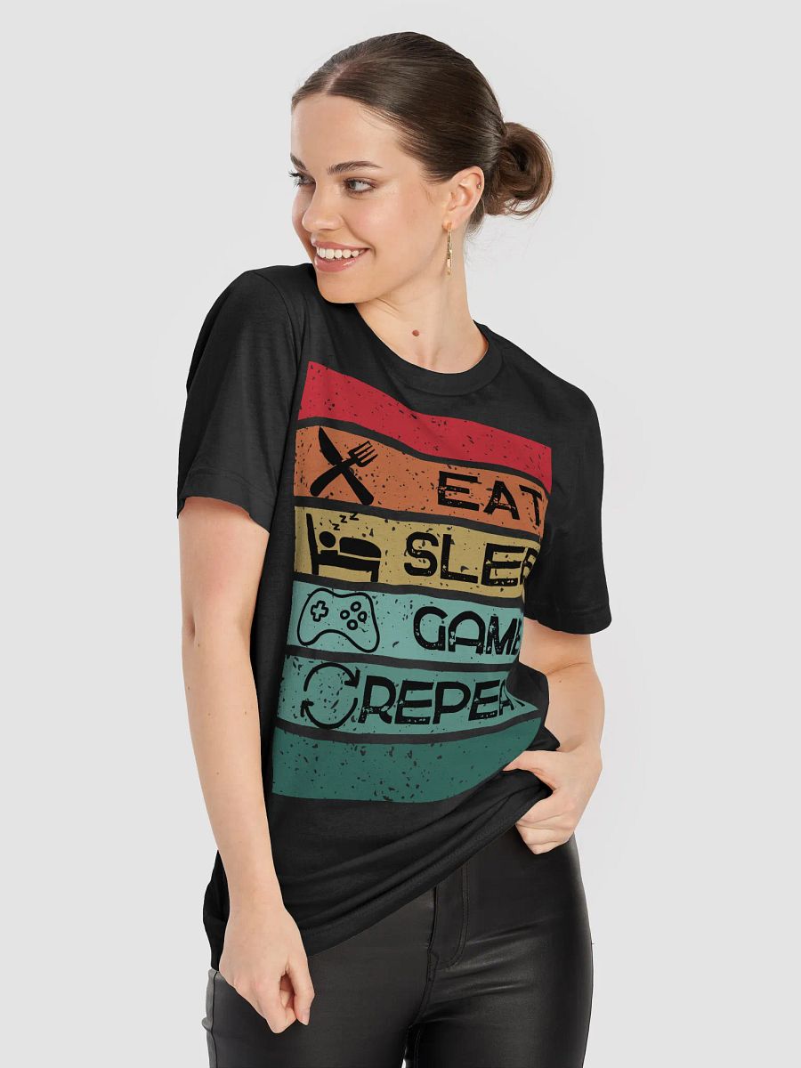 Eat Sleep Game Repeat Striped T-Shirt product image (39)