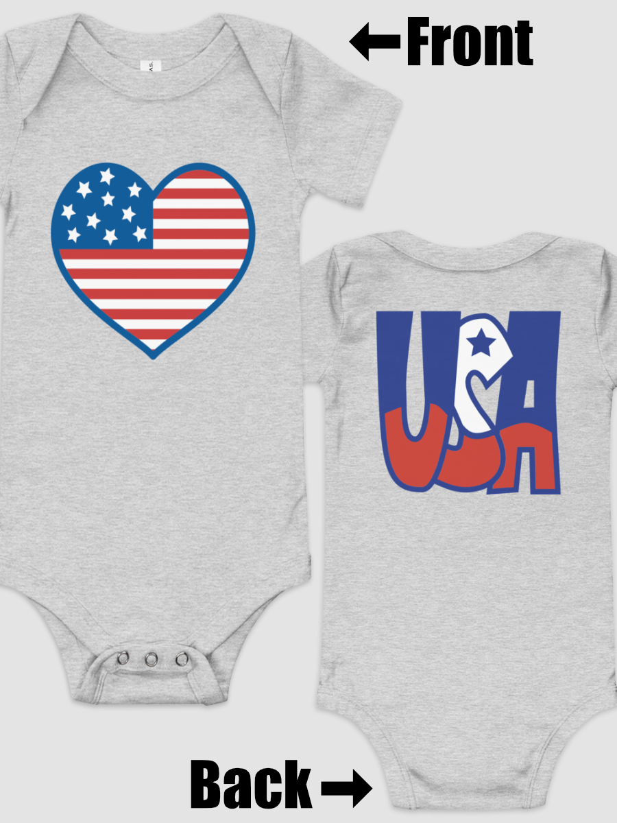 Patriotic Heart Baby Onesie (Front & Back) product image (1)