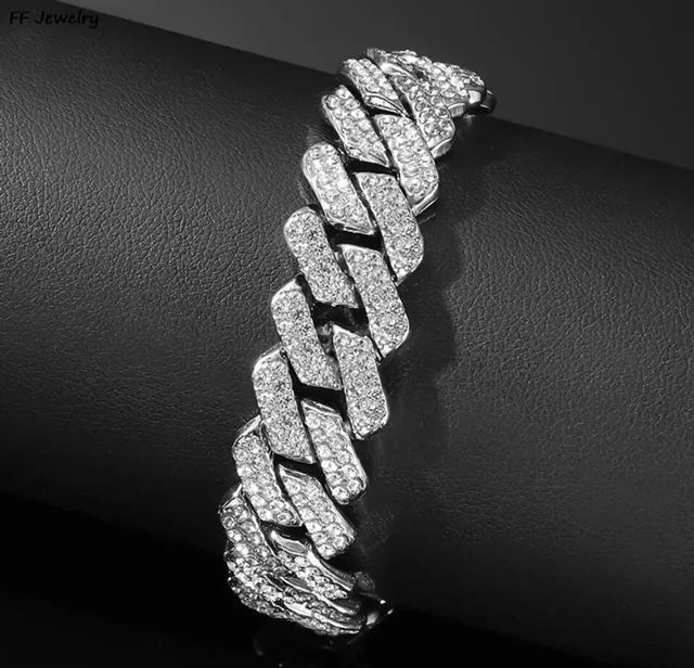 FASHION ICED SILVER CUBAN LINK 9