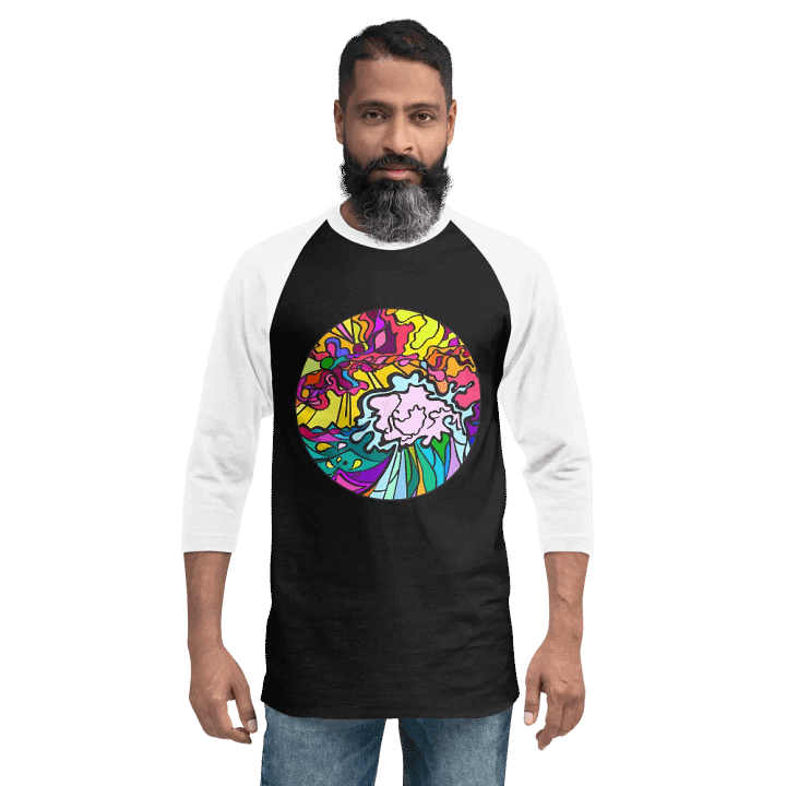 Vibrant Swirls Raglan Tee - Wave at Sunset product image (12)