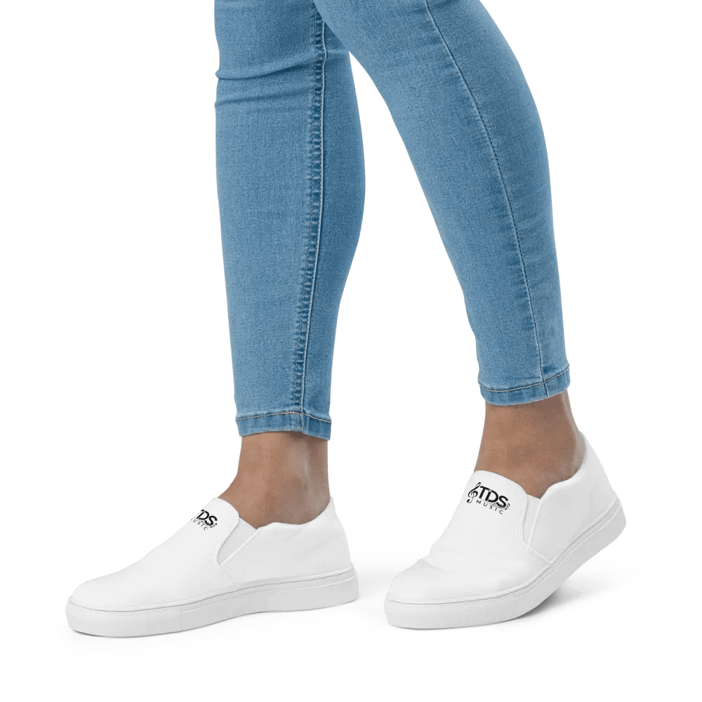 TDS Music Women's White Slip-On Canvas Shoes - Casual Comfort with a Musical Twist product image (12)