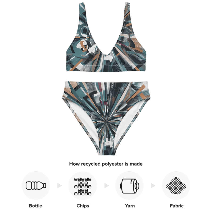 Abstract Lithographic Pattern Design High Waisted Bikini - V13 product image (3)