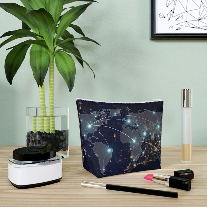 Cotton Cosmetic Bag - Night Flight Route product image (1)