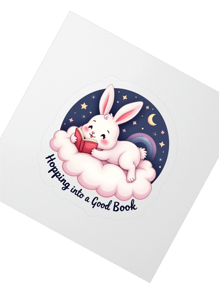 Hopping into a Good Book – Cute Bunny Sticker product image (2)