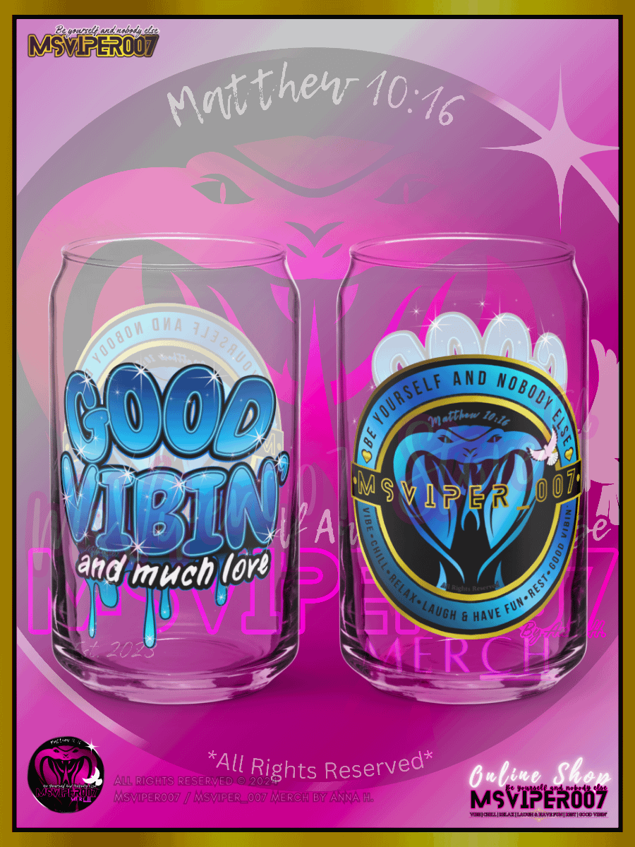 Glass Cup MSVIPER007'S "GOOD VIBIN' AND MUCH LOVE™ [H2O OASIS BLUE]" Can-shaped Glass by Anna H. product image (7)