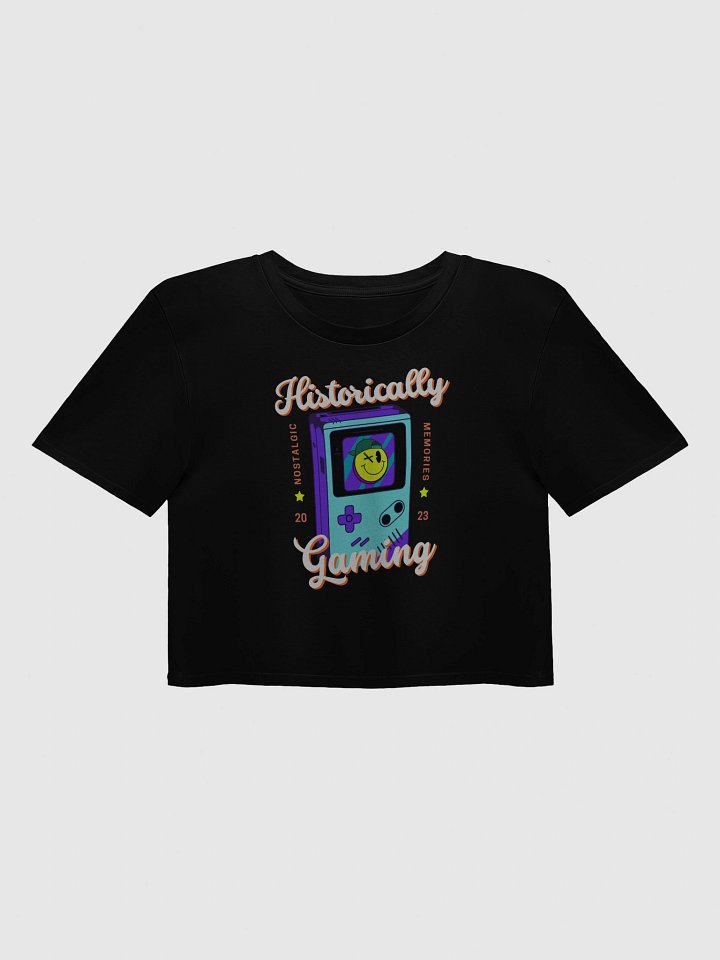 Historically Gaming Retro Gameboy Crop Top – Soft Gamer Cotton Tee (Black) product image (1)
