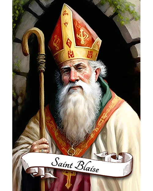 Saint Blaise Patron Saint of Throat Illnesses, Wild Animals, Candle Makers, Wool Combers, Wool Trading, Matte Poster product image (1)